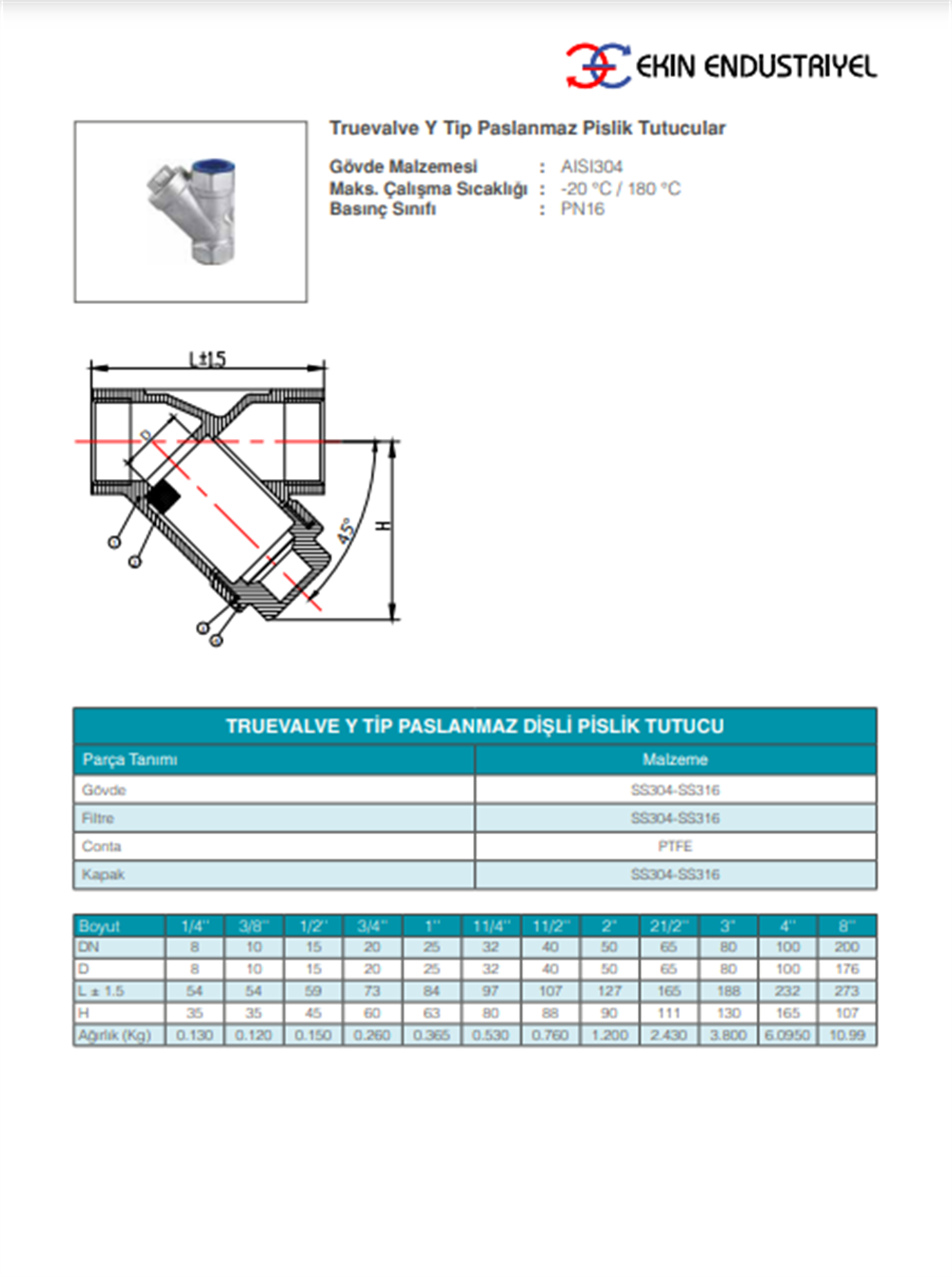 1'' Paslanmaz Filtre 304 Kalite