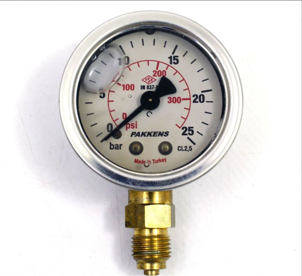 Q63 0-6 Bar Alt Bağl Gliserinli Manometre Metal Gövde Cam Kapak 1/4''