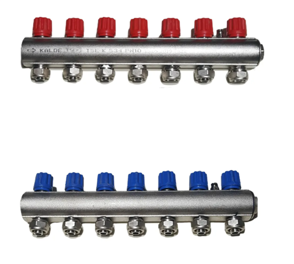 Konsan Kendinden Vanalı Kollektör 1''- Kırmızı - 7 Li   Delikli I Pirinç