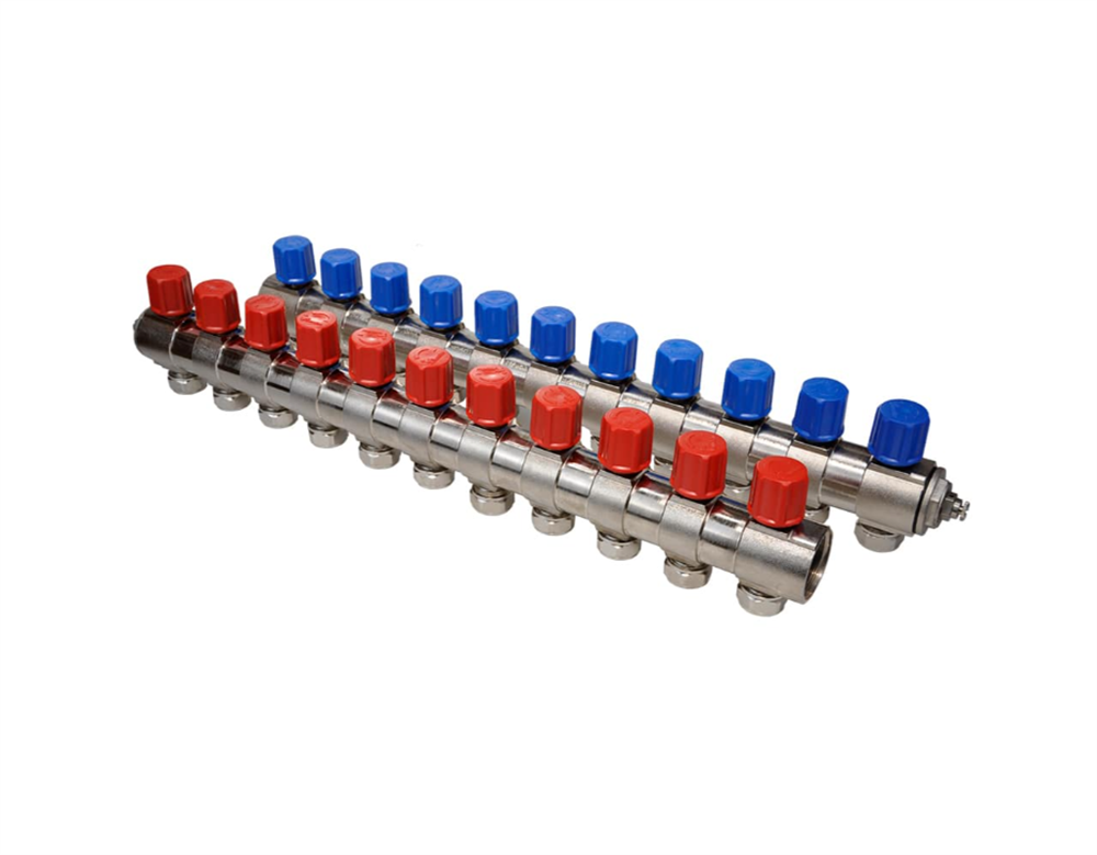 Konsan Kendinden Vanalı Kollektör 1''- Kırmızı - 11  Delikli I Pirinç