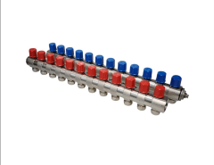 Konsan Kendinden Vanalı Kollektör 1''- Kırmızı - 12 Delikli I Pirinç