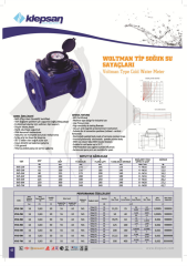 Klepsan Woltman Tipi Soğuk Su Sayacı DN50 250mm