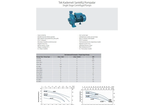 Aquastrong ECm 158 0.75kW 220V Tek Kademeli Santrifüj Pompa