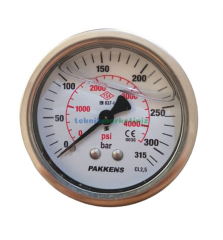 Q63 0-60 Bar Arka Bağl Gliserinli Manometre Metal Gövde Cam Kapak 1/4''