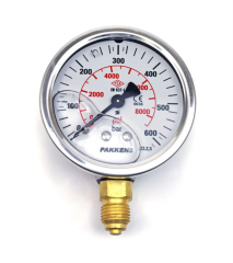 Q100 0-4 Bar Alt Bağlantılı  Manometre  Glis Metal Gövde Cam Kapak 1/2''